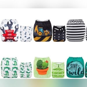 ALVABABY 6 Pack with 12 Inserts Baby Diaper Pocket Cloth Diapers